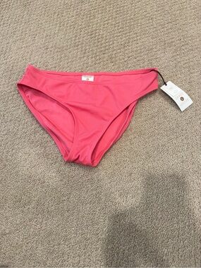 Shade & Shore Coral Pink Ribbed Bikini Bottom